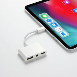 Cabo de alimentação Plugue USB C para carregar Adaptador de fones de ouvido AUX de 3 5 mm para Apple iPad Pro 11 12 9