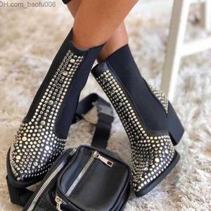 Boots GOGD Winter Boots Women's Sexy Rivet Velvet Rivet Night Club Party Pump Shoes Women's Zipper Short Autumn Winter Women's Boots Z230713