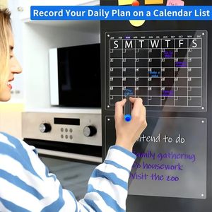 Акриловая магнитная доска для сухого стирания и календарь для холодильника, прозрачный набор из 2 календаря доски для сухой стирания