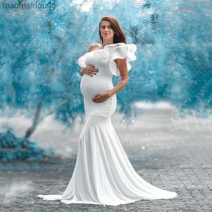 2020 Summer Maternity Photography Props Long Dress Baby Shower långa klänningar graviditet Foto Maxi klänning stretchig bomull L230712