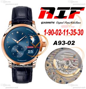 AIF PanoMaticLunar MoonPhase A93-02 Orologio da uomo automatico Cinturino in pelle con quadrante blu in oro rosa Super Version Edition Herrenuhr Reloj Hombre Orologi Puretime F6