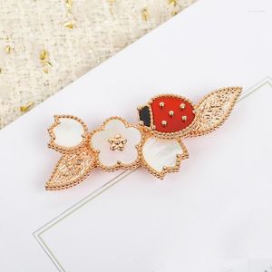 Broches de verão de alta qualidade, jóias de luxo, conchas naturais, flores vermelhas, broche de insetos, festa, presente de aniversário, acessórios para vestidos