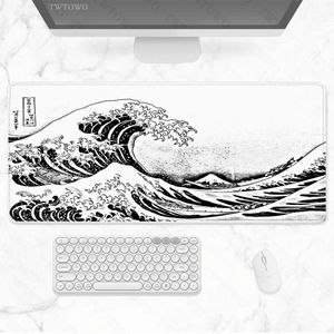 Mouse Pads Wrist Rests Black White Japan Art Great Waves Pad Gaming XL Custom HD Mousepad XXL Playmat Non Slip Office Computer Mice 230712