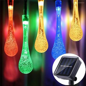 Strängar utomhusvattentät Garland Fairy Light Christmas Garden Lawn Courtyard Decoration Lamp 20/30/50 LED Solar Droplet String Lights