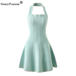 Pants Newest Summer Unique Hot Women Sexy Party Halter Aline Knitted Street Dress High Quality Backless