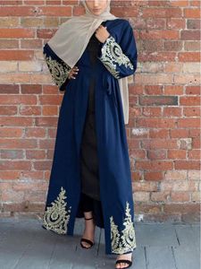 Ethnic Clothing Ramadan Abaya Islam Kaftan Lace-up Big Swing Long Dress 2023 Muslim Clothes Dubai Abayas For Women Eid Caftan Jilbab Hijab