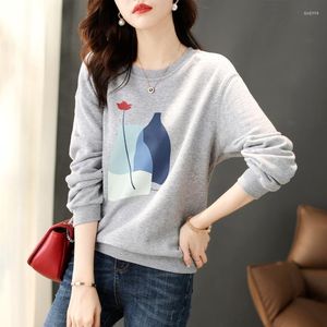 Women's Hoodies 2023 Spring Autumn Women Sweatshirt Fashion K- Loose Creative Print Cotton Pullover Clothes