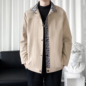 Kurtki męskie Jesień / zima Modny styl właścicielki sklepu Leopard Print Tkanina Casual Light Ripe Wind Jacket Płaszcze