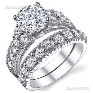 Jóias de luxo brilhantes nunca desbotadas Vvs Moissanite Anéis de prata esterlina 925 Corte princesa Diamante Promessa Casamento Anel de noiva presente