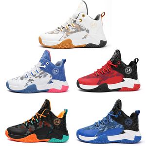 2023 Multi-colored children basketball shoes breathable boy girl white blue black orange red trainers outdoor sports teenagers