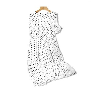 Casual Dresses Polka Dot Dress Summer Mid Length a Line For Women Tie Midi Pocket Maxi
