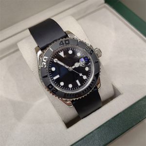 Pulseira de borracha relógios masculinos de alta qualidade yachtmaster relógio de luxo 40mm 124300 aço inoxidável montre pulseira de silicone relógio de designer automático com caixa SB037 C23