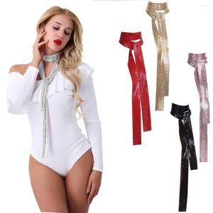 Chains Women Fashion Glitter Sparkle Metal Sequins Long Thin Scarf Tie