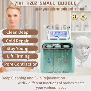 Gratis frakt multifunktion hudvårdsanordning 7in1 anti-aging liten bubbla h2o2 vård enhet skala skönhetshud med LED-mask