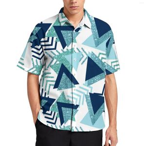 Men's Casual Shirts Mid-Century Print Abstract Turquoise Vacation Shirt Hawaiian Harajuku Blouses Male Graphic Plus Size 3XL 4XL