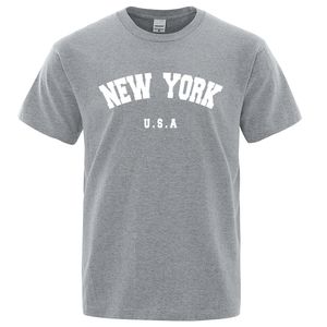 Homens camisetas U. York City Street Impresso T-shirt Masculino Solto Oversized T-shirt Moda Respirável Manga Curta Roupas de Algodão