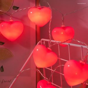Cordas LED vermelho amor coração cordas luzes para festa de natal guirlanda férias de natal rosa menina romântica decoração de casamento de fadas