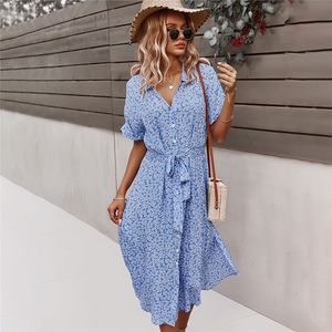 Urban Sexy Dresse Floral Dress 2023 Summer Casual Short Sleeve Button Holiday Midi Dresses Female Vneck Beach Boho Chic Elegant Robe 230712