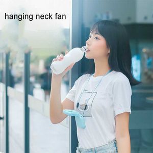 Elektriska fläktar Mini Portable Hanging Neck Foldbar Liten Electric Fan Creative Handheld USB Raddbar handhållen Desktop Fan for Student Sport