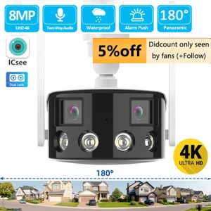 IP -камеры 4K 8MP Dual Lens Panoramic Wi -Fi Camera 180 Широкий угол обзора AI обнаружение 4MP ICSEE SUPPELANCE 230712