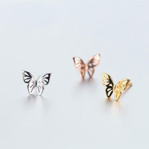 Kolczyki sztyfty MloveAcc kobiety 925 srebro biżuteria małe drążą 10mm x 8mm motyl prezent dziewczyny dzieci