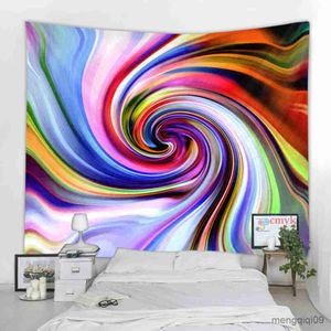 Tapisserier färgvirvelmönster tryckt tapestry vägg hängande nordiskt hem tyg hängande målning dekorativ filt strandhandduk rug r230713