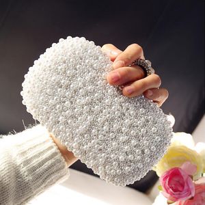 Evening Bags Clutch Beaded Wedding Bridal Evening Bags Hollow Fashion Women Clutch Pearl Diamonds Handbags Shell Design for Party Diner Purse 230712