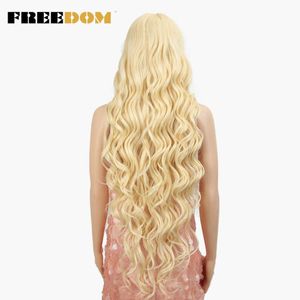 Nxy syntetyczna koronkowa peruka 40 cali blond peruki z głębokimi lokami dla kobiet długa biała peruka 613 koronkowa peruka peruki do cosplay 230524