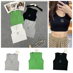 Designer Womens Vest Top T-shirt Broderi Knits Tank Top Anagram Crop Sticke Sport ärmlös andas andas yoga TEES SOMMER SPORTSKRITERADE Tankar