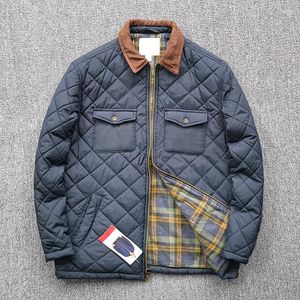 Hunting Jackets Men's Diamond Check Clamp Cotton Jacket Waterproof With Pocket Cargo Coats Vintage Casual Outerwear Male