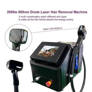Laser 755nm 808nm 1064nm GELO Laser de comprimento de onda triplo com bom sistema de resfriamento Dispositivo de remoção de pelos indolor