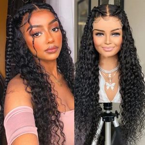 Brazilian Curly Human Hair Wigs 13x6 Deep Wave Frontal Wig For Women Transparent HD Lace Front Human Hair Wigs Pre Plucked