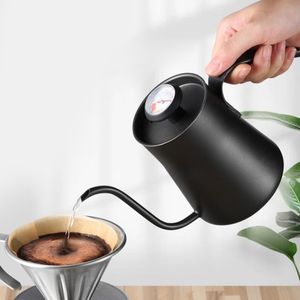 Kaffekrukor 550 ml Rostfritt stål Kaffedripkokare med termometer Gänghals Häll över kaffekanna Antirust kaffekrukor 230712