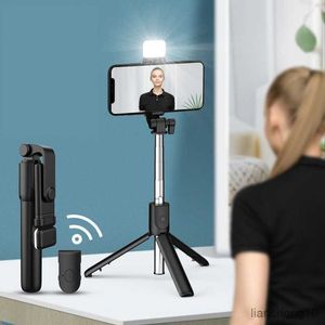Selfie Monopods Bluetooth Wireless Selfie Stick Mini Tripod Extendable with fill light Remote shutter For IOS Android phone Live Broadcast R230713