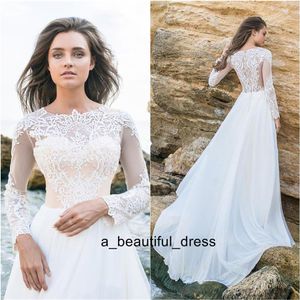 レースのウェディングドレス長袖セクシーなパーティードレスVestido de Novia White Bride Dresses Chiffonエレガントなウェディングガウンブライダルドレス317c