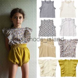 T-Shirts EnkeliBB Soor Ploom Mädchen Kurzarm T-Shirt Schönes Blumenmuster Vintage-Stil Tops Kleidung für Kinder Mädchen 220602 x0714