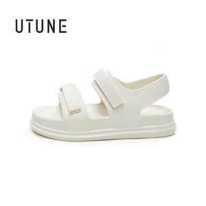 Sandaler Patch Utune Women's Summer High-Heeled Platform Shoes Beach Outside EVA Slides Soft Thick Sole Non-Slip Indoor S 72B1