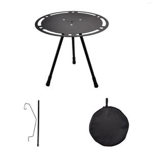 Camp Furniture Portable Table Retractable Legs Aluminum Alloy Round Camping Side For Travel Picnic Outdoor Garden