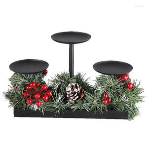 Candle Holders Christmas Stick Holder Artificial Centerpiece With Pine Cones Party Supplies Home Decor Table