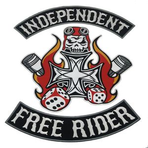 INDEPENDENT RIDER MC Iron On Patch bordado para motocicleta Biker Patch tamanho grande nas costas para jaqueta colete Badg227R