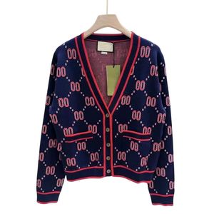 Maglione da donna di moda di alta qualità con scollo a V in lana madre maglione ricamato cardigan lavorato a maglia a maniche lunghe di moda cappotto di lusso