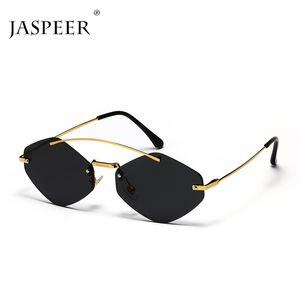 JASPEER RIMLESS SUNGLASSER FÖR MÄN TRENDY ALLOY dubbla bridge Metal Square Sun Glasögon för kvinnliga festgåvor 2022 UV400 GAFAS