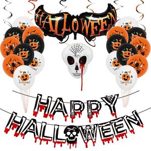 1 conjunto de decorações de festa de Halloween, balões de filme de alumínio, truques maliciosos, festas de caveira, decorações de morcego, decoração de fundo