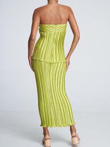 Vestido de duas peças feminino elegante conjunto de 2 peças elegante sem alças e conjunto de saia longa colada ao corpo