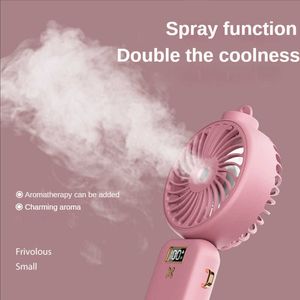 Ventiladores elétricos Digital Folding Spray Ventilador de resfriamento portátil USB recarregável suporte para celular Ventilador elétrico ao ar livre reabastecedor de água mini ventilador