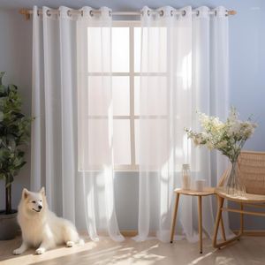 Curtain High Quality White Semi Crushed Sheer Curtains For Living Room Window Solid Color Long Tulle Bedroom Voile Party Drapes