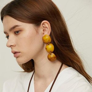 Baumelnde Ohrringe, große Acryl-Kugel, langer Tropfen für Frauen, Statement-Vintage-Harz, Schmuck, Geschenke, koreanische Mode