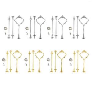 Backformen, 8 Sets, 3 Etagen, Kronen-Kuchenteller, Ständer, Beschläge, Hardware-Halter, Küchenhelfer für Hochzeit und Party – SilberGolden