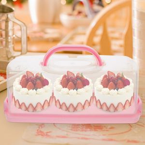 プレートペーパーカップ収納ビン蓋パンセーバーコンテナエア密光ケーキコンテナボックスPP花嫁キャリアハンドル