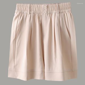 Calças femininas LuckBN terno shorts verão trimestre fino cor sólida solto coreano casual